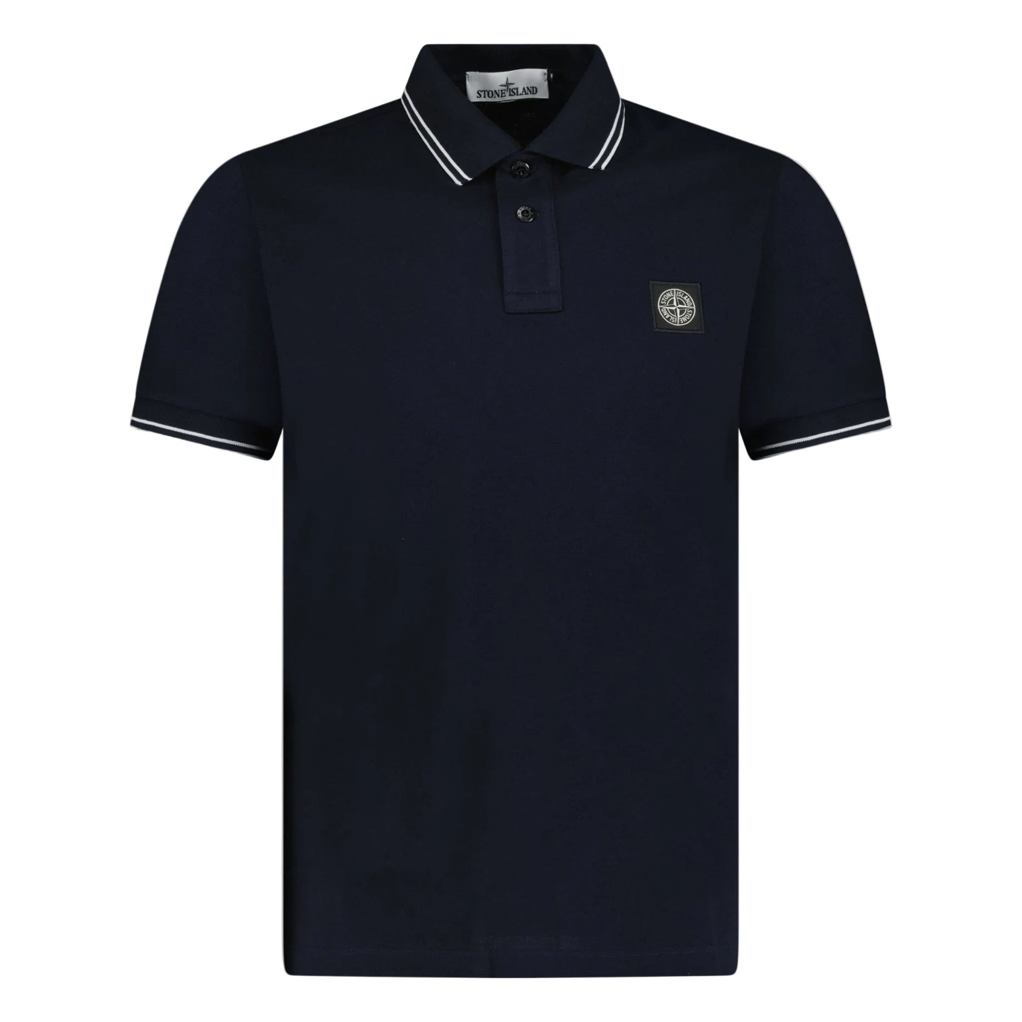 Stone Island Stripe Collar Slim Fit Navy Polo Shirt